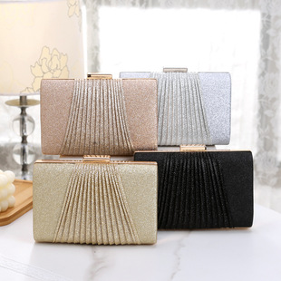 New Shiny Pleated Large Capacity Handbag Shoulder Crossbody Bag Wedding Dress KTV Handbag Evening Bag Wholesale