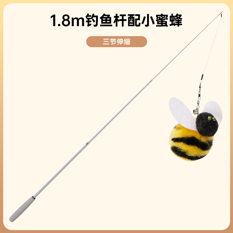 El nuevo palo de gato divertido, caña de pescar retráctil, simulación súper larga, abejita, juguetes interactivos para gatos