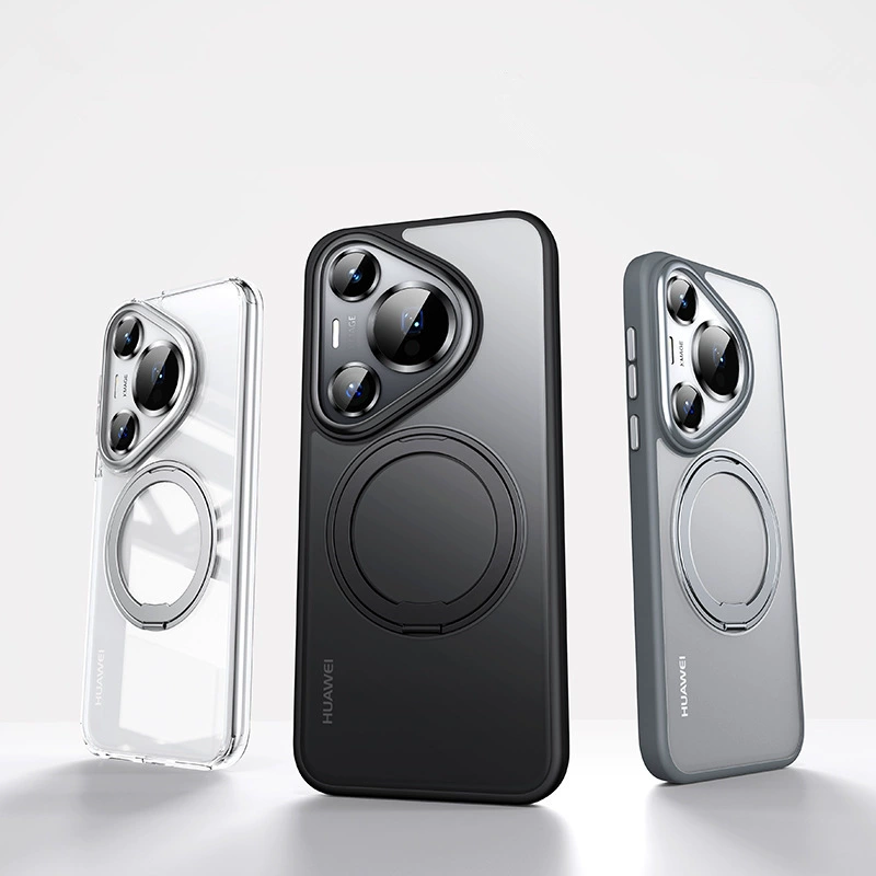 Подходит для чехла для мобильного телефона Huawei Pura70, вращающаяся на 360° магнитная подставка, беспроводная зарядка, матовый защитный чехол P70ultra