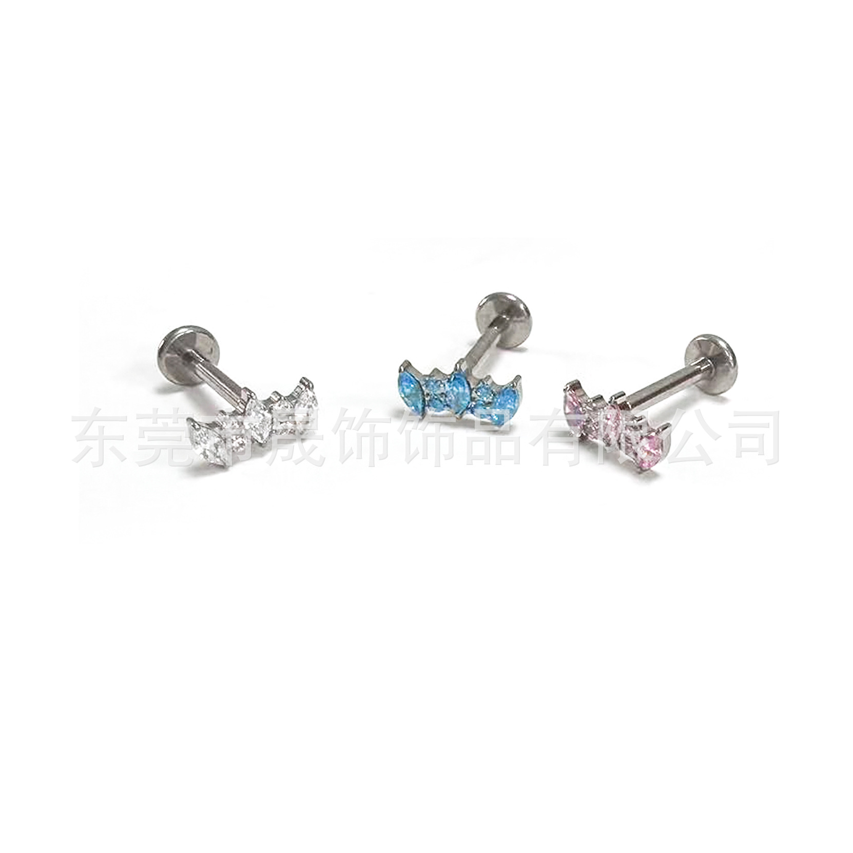 F136 Titanium Alloy Crown 马眼 Ear Stud Studded 5A Cubic Zirconia Helix Cartilage Stud G23 Titanium Internal Thread Labret Stud Piercing Jewelry