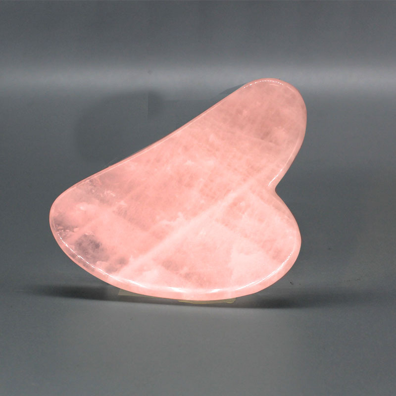 Tablero raspador de jade de cristal rosa natural Tablero raspador de belleza facial de cristal Meridian