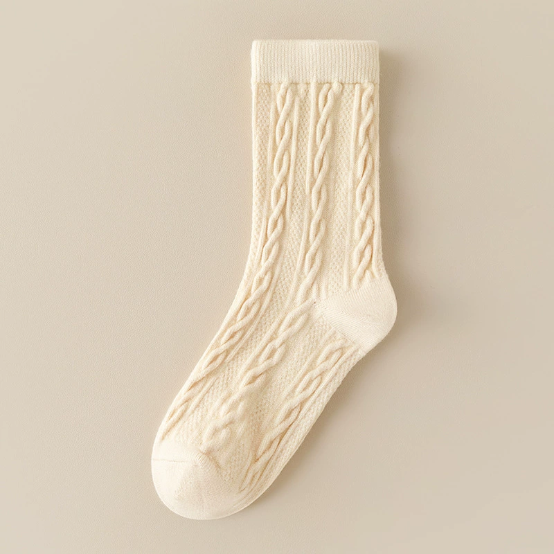Women’s mid‑tube winter wool socks, solid colors, warm (mid‑calf)