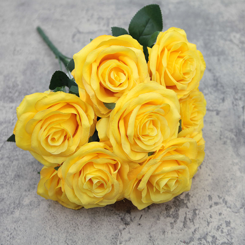 10-Cabeza de diamante Rosa flor artificial gran ramo artificial curling Rosa decoración de la boda flor de seda flor falsa al por mayor