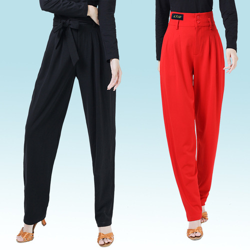 Spring and Autumn Jitterbug Square Dance Team Small Feet Elastic High Waist Team Uniforms Practice Performance Wear Pants to Show Slim Commuting Temperament