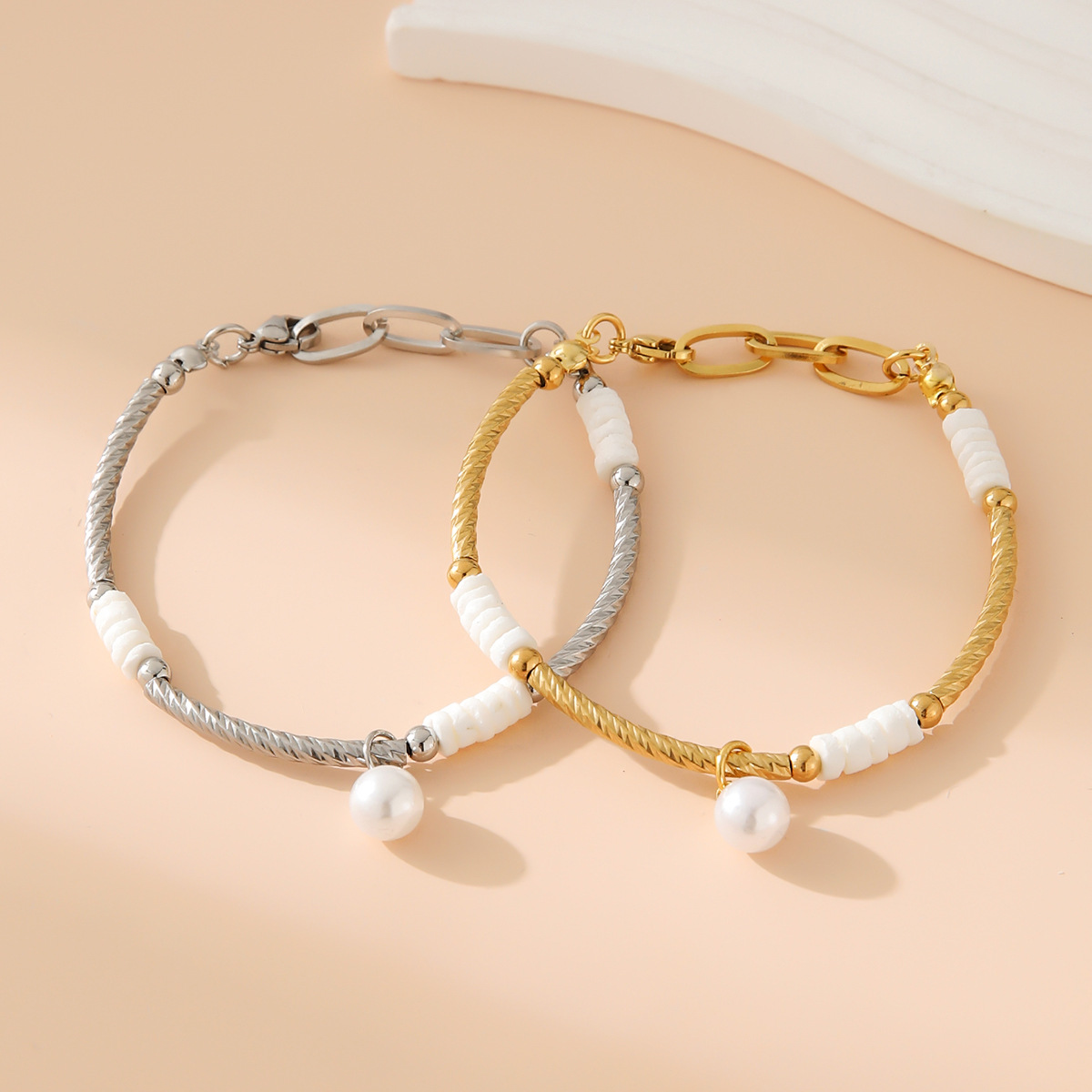 golden pendant stainless steel pearl