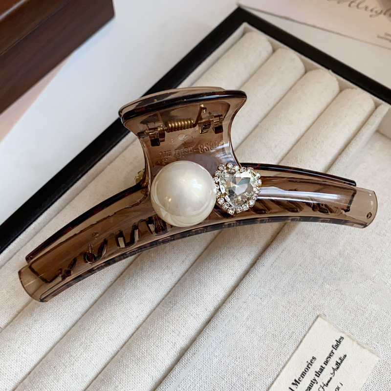 Carpeta de agarre de palabra redonda de color café, clip de tiburón de pelo de disco de alta gama retro, personalidad simple y de moda, nueva horquilla, accesorios para el cabello