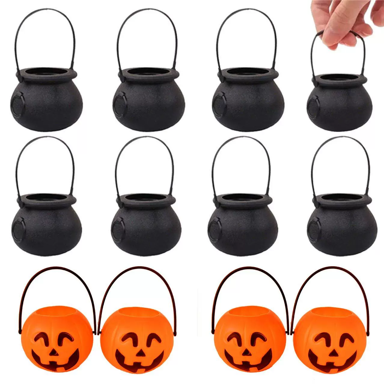 万圣节骷髅桶儿童手提桶糖果盒子讨糖道具玩具礼品幼儿园装饰摆件