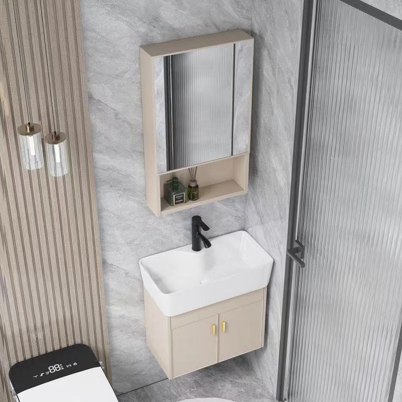 lavabo de baño pequeño tipo pared tipo mini gabinete de baño combinación lavabo ultra estrecho espacio de aluminio lavabo