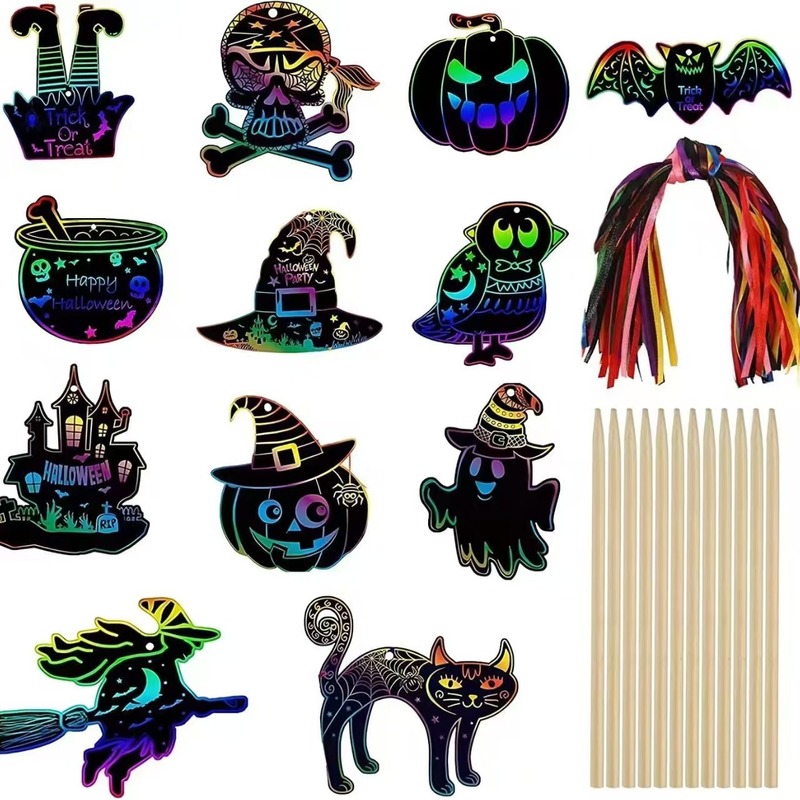 外国貿易工場ハロウィーンDIYスクラッチ紙異形スクラッチ動物装飾子供クリスマススクラッチ画卸売り|undefined