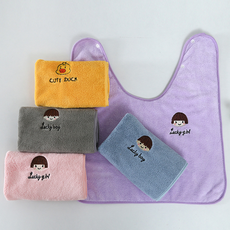 Toalla de lavado para niños absorbente Babero infantil babero del bebé kindergarten comer babero engrosada Toalla de cara