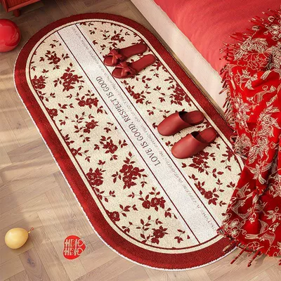Car Carpet: Blanket Oval Soft Red - 40120cm-imitation-cashmere-bedside-blanket-beauty-under-the-moon