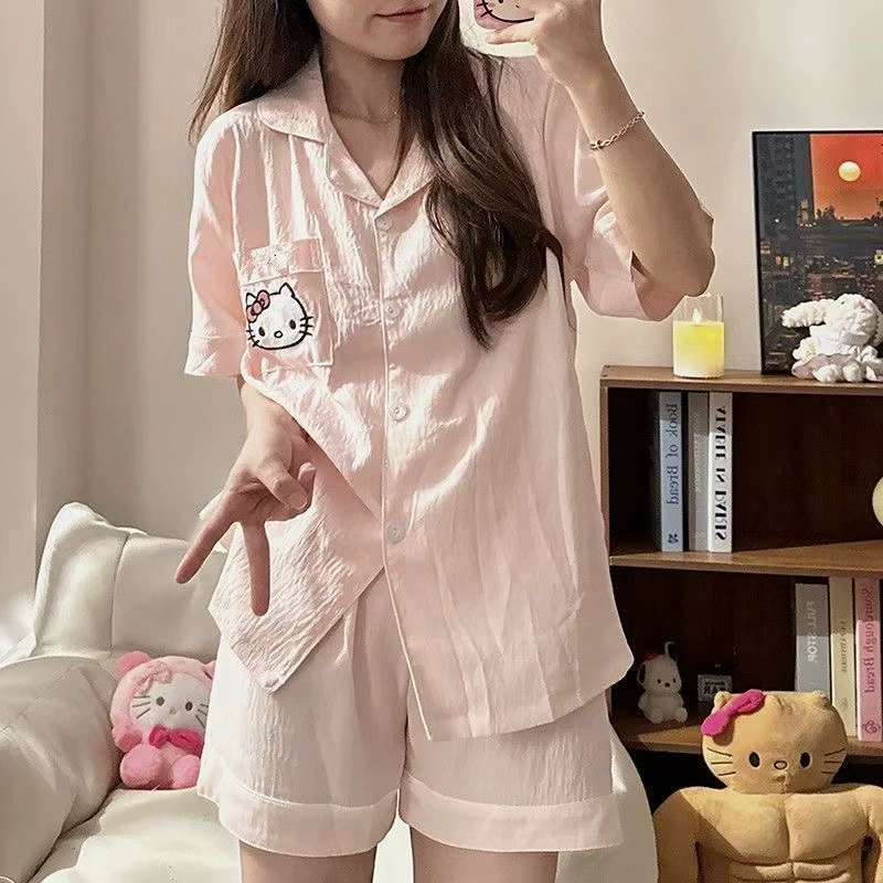 Летние хлопковые пижамы для женщин в корейском стиле, свободные, для трансграничной трансляции Douyin, домашняя одежда для интернет-знаменитостей