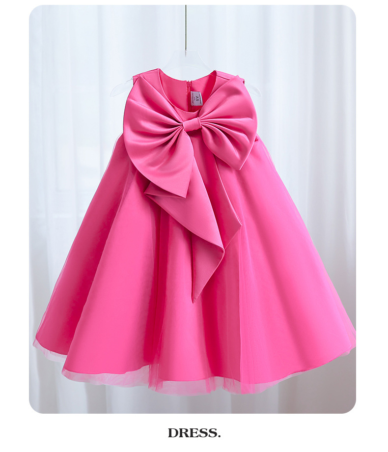 416g Weight Children's Dress Children's Clothing Type Above Knee Dress Length Type Sleeveless Sleeve Length Party Dress Dresses Type Polyester Fabric Type High Waist Waist Line Kids(7-16Years) Age Group Party Occasion Round Neck Neckline Loose Fit Type Solid Color Pattern Winter, Summer, Spring Season Girl'S Gender Bowknot Design Princess Style Princess Solid Color Bowknot Polyester Girls Dresses 7
