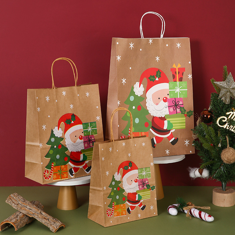 クロスボーダークラフト紙ギフト包装袋クリスマスポータブルバッグクロスボーダープリントクリスマスイブギフトバッグ卸売|undefined