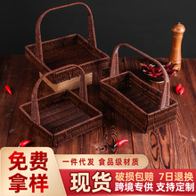 网红创意特色仿藤编烤肉火锅蔬菜菌菇蓝小吃水果糖果篮商用餐具