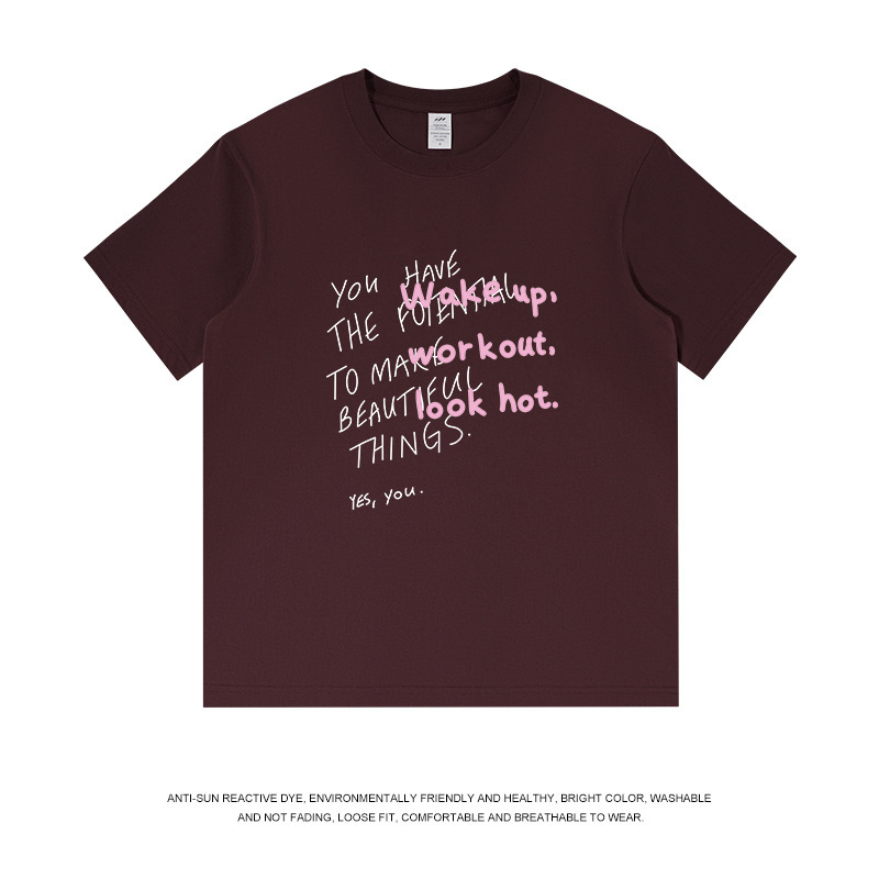 メンズストリートファッションレタープリントTシャツ半袖メンズラウンドネックニッチデザイントレンドTシャツカジュアルで万能なトップス|undefined