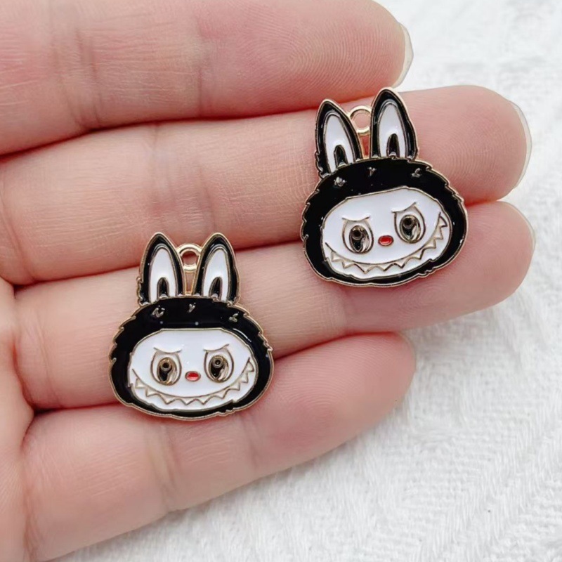 クリエイティブファッション漫画ラブブビッグヘッドアクセサリー DIY イヤリング携帯電話チェーンバッグペンダント材料卸売|undefined