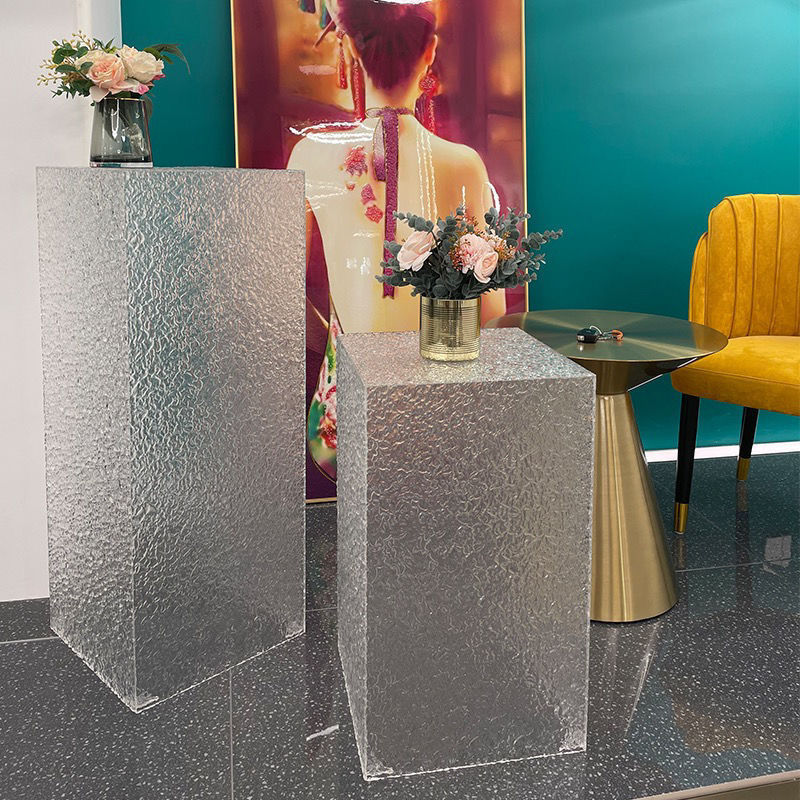 石头纹透明任意艺术品摆件展示台简约盒子底座亚克力展厅地台摆台