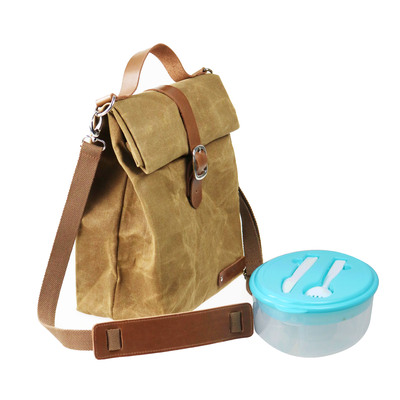 customized wholesale Easy Cooler bag Oil Wax canvas portable Lunch Bags Bento bag Water splashing Lunch bag Picnic bag
