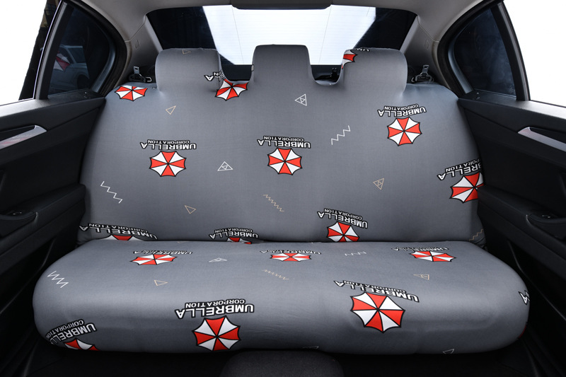 Car rear seat cover set with elastic backrest cover, cushion cover, fabric anti-slip thin model, universal for all seasons