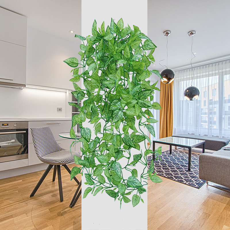 仿真綠蘿裝飾壁掛假假綠葉植物牆面裝飾塑料綠植壁掛垂吊藤條批發