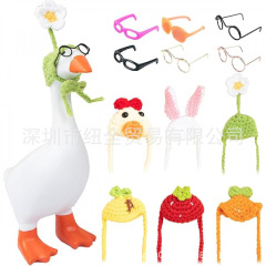 Mini Knitting Hats with Sunglasses 鹅服装迷你针织帽带太阳镜