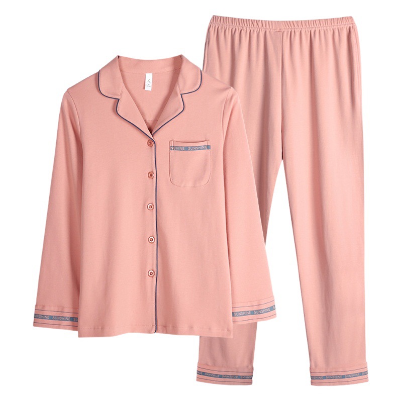 2023 nuevos pijamas de las mujeres de otoño e invierno 100% algodón de manga larga de solapa cardigan desgaste del hogar primavera y otoño traje