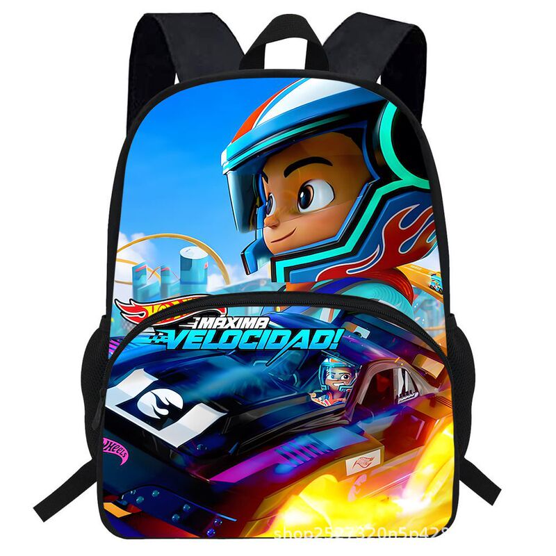 Cross-Border Hot-Selling Hot Wheels Racing Hotwheels Patch Pocket Black School Bag Supports Aliexpress Jit Dropshipping