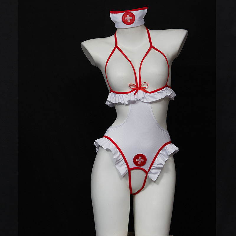European and American Export Sexy Lingerie, Cute Female Nurse Uniform Temptation Suit, Role-Playing Flirting Sexy One-Piece