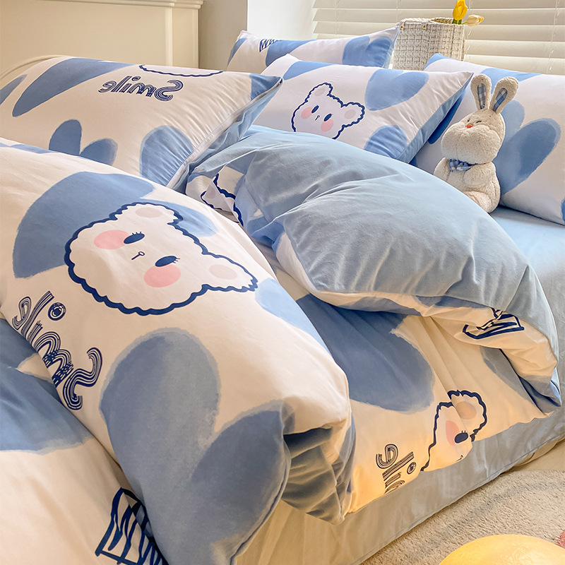 Juego de cama de lana de coral de leche de invierno de cuatro piezas 2024 sábanas nuevas fundas de edredón sábana ropa de cama