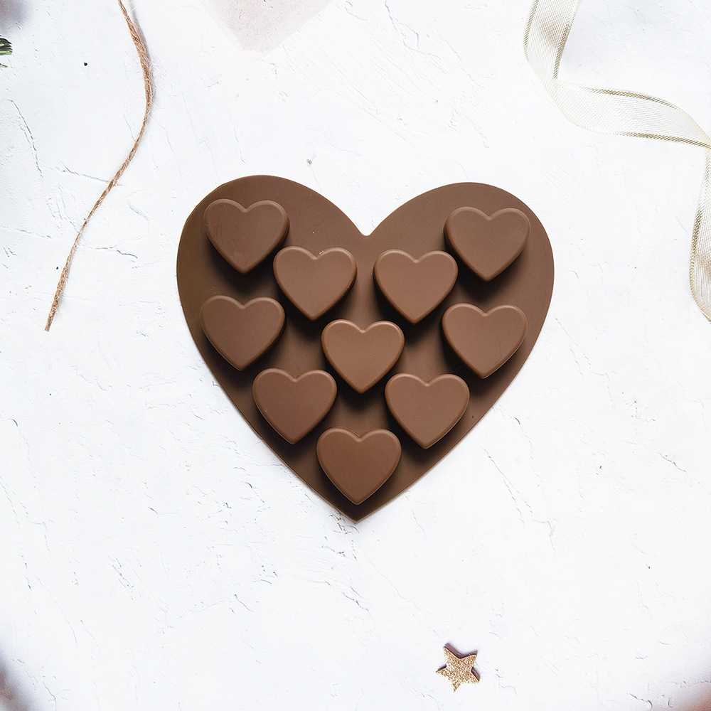 10 Pack Small Heart Chocolate Silicone Mold for DIY Candy Pudding Dessert Cake Decoration Kitchen Baking