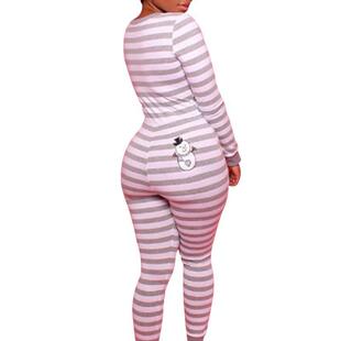 N 36409 Stripe Print Slim Jumpsuit �l�yӡ�������B�wѝ