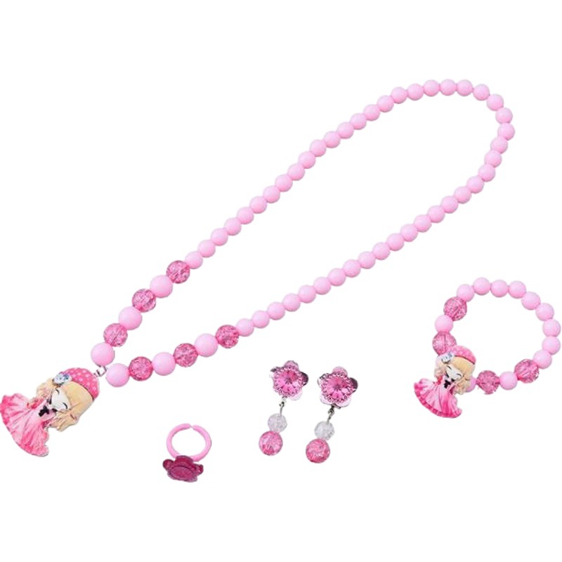 Children's new jewelry Frozen princess Elsa Cinderella pendant necklace bracelet earrings suit