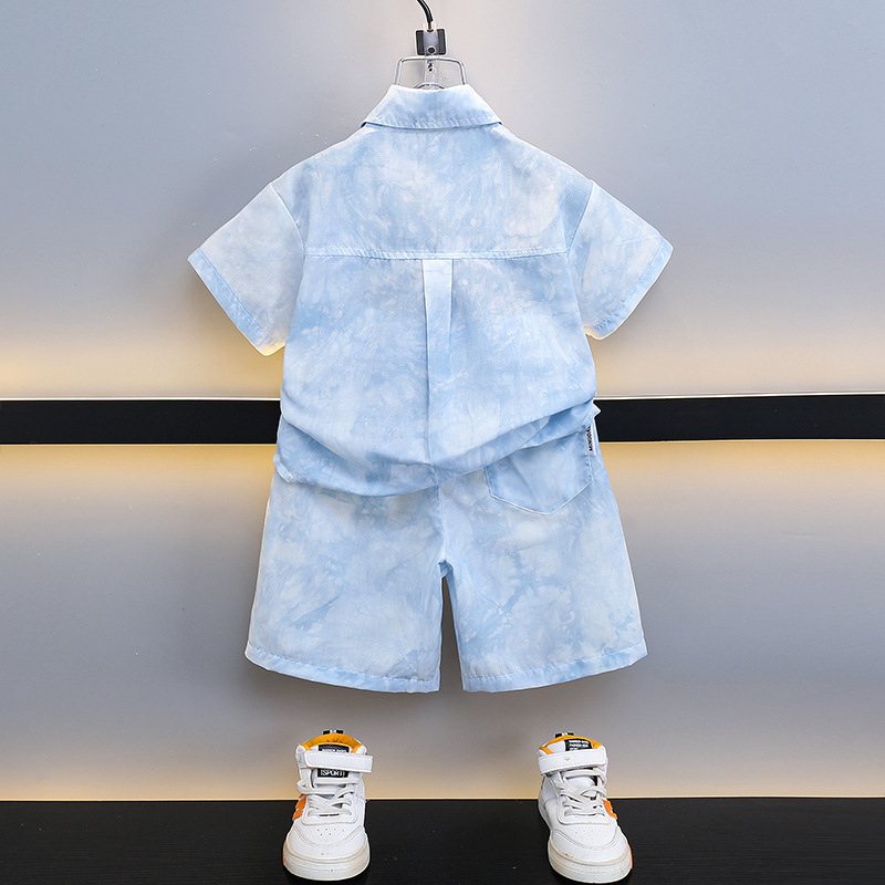 7197 Traje fresco y guapo de manga corta de verano para niños 2025 Nuevo estilo Camisa de moda de verano para niños Ropa de bebé Verano