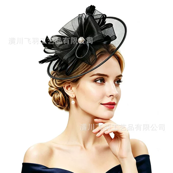 New Amazon Horse Racing Festival Hat Headpiece Vintage Bridal Headpiece Mesh Feather Headpiece Formal Party Hat