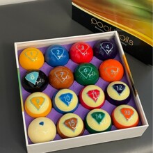 蓝钻七彩钻石台球子57MM水晶球美式九球黑八16彩桌球球子台球用品