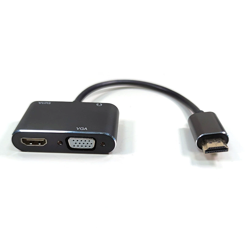 HDMI на VGA+HDMI с питанием аудио адаптер HDMI2 в 1 кабель HDMI/VGA поддерживает 4K дисплей