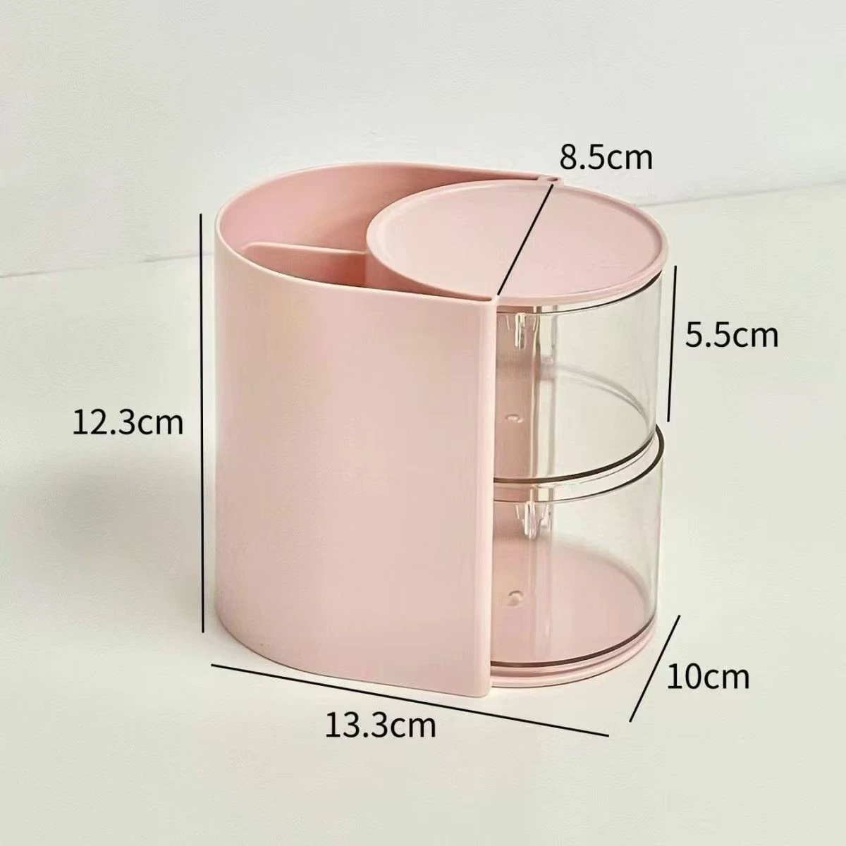 Rotating Cosmetic Organizer, Divided 2–3 Layer Makeup Storage Box, Compact 10×13.7×18.5 cm
