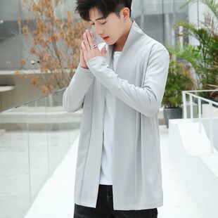 Plus Size Men's Summer Sun Protection Clothing Trendy Loose Mid-Length Cardigan Chinese Style Trench Coat for Men