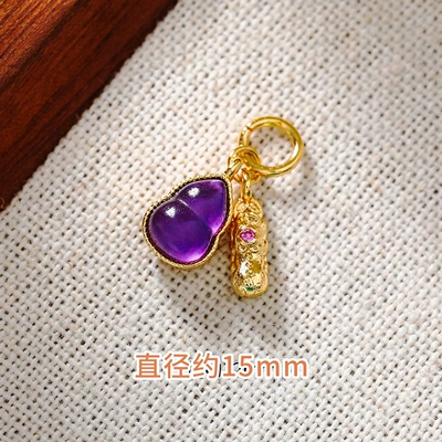 Gold Inlaid Natural Amethyst Accessories, Zərgərlik ara hissələri - natural-amethyst-gourd-pixiu