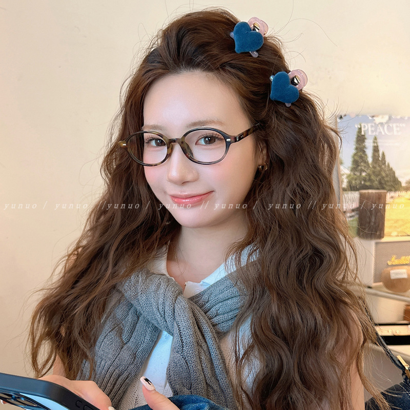 复古丝绒爱心公主头小抓夹女2025新款高端发夹后脑勺半扎发刘海夹|undefined