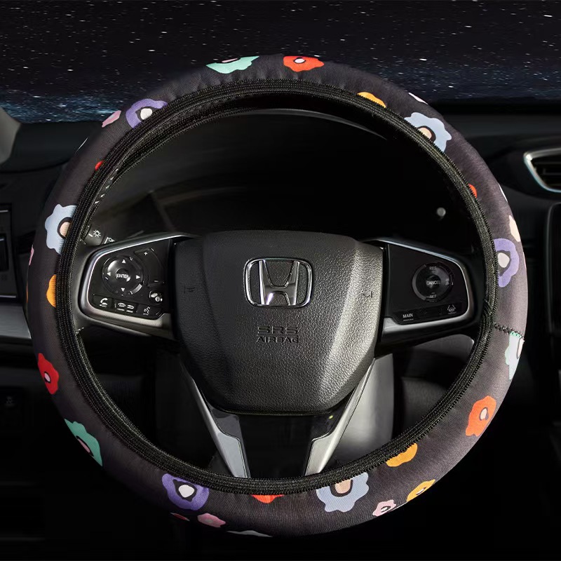 Sunflower Elastic Steering Wheel Cover Without Inner Ring, Printed Elastic Steering Wheel Cover, Cross-Border Manufacturer Wholesale
