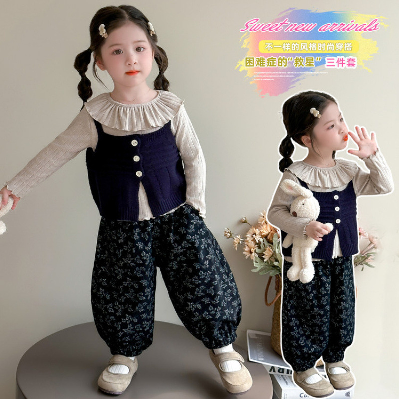 女童秋季套装洋气时髦2025新款儿童秋装早秋女宝宝森系穿搭三件套|undefined