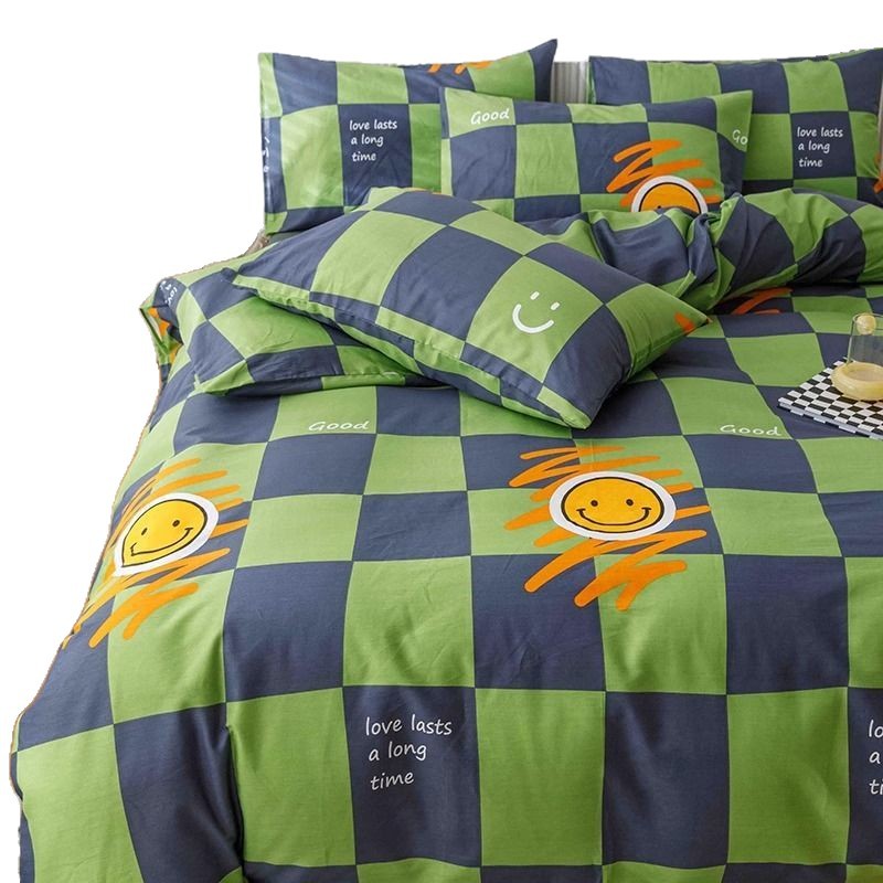 Funda de edredón de algodón de una sola pieza de cuatro piezas para niños 150x200x230 dormitorio de estudiantes individual 180 sábana