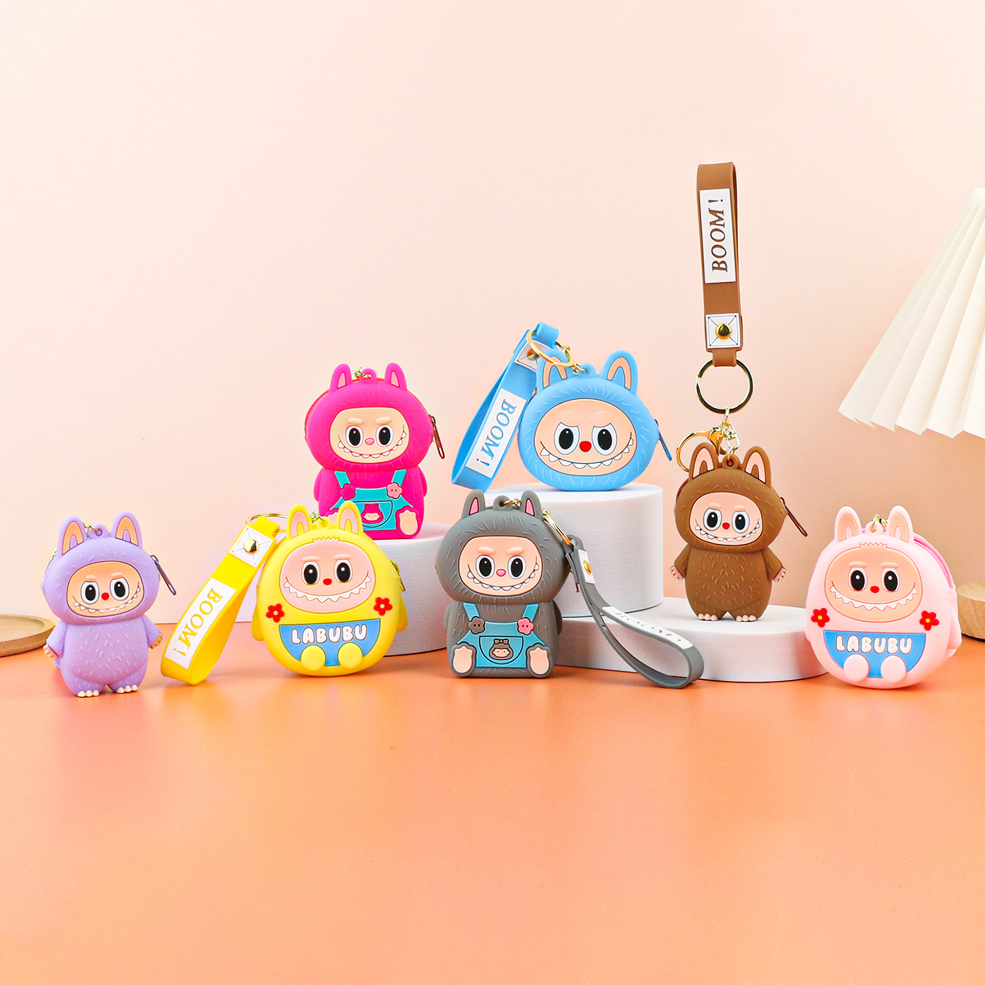 子供用ラブブ小銭入れシリコンプチギフトキーホルダーペンダントカードキャッチャーマシンプチギフトラブブ