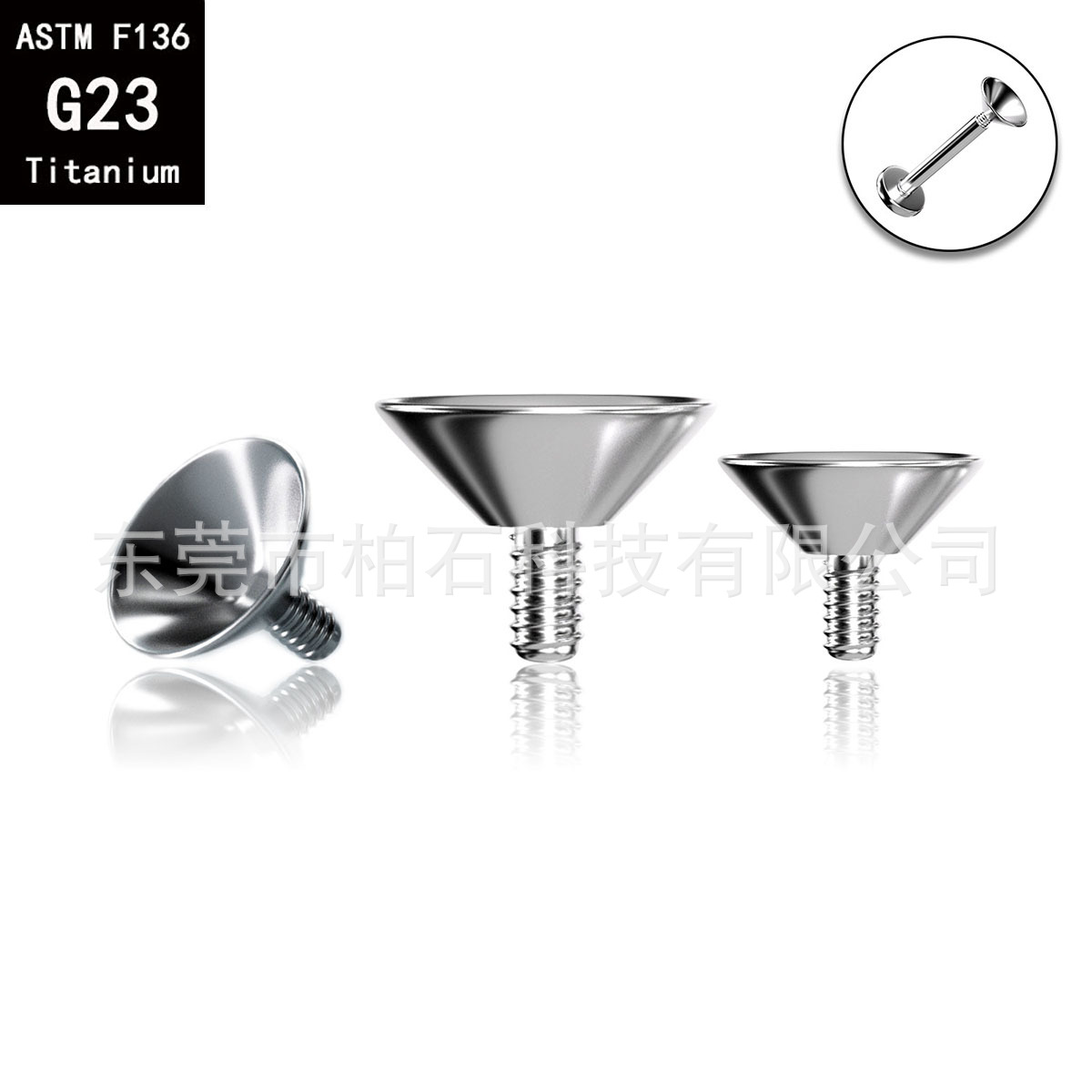 F136 Titanium Alloy Internally Threaded Earring Funnel Claw Set Lip Nail Ear Bone Piercing Jewelry detail image 5