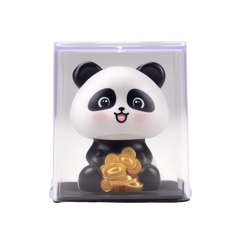 2.5inch ソーラーパンダ光エネルギー自動に頷く車のデスクトップ装飾品ギフト国宝ソーラーラッキーキャット|undefined