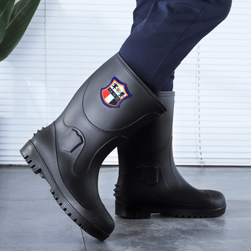 Steel toe and steel sole men's rain boots anti-smash and puncture-proof steel toe toe safety rain boots high-tube insulated welder water shoes wholesale