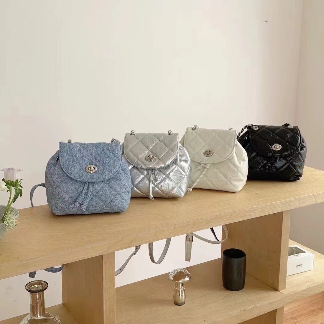 2024 New Homemade Casual Bucket Bag for Women Korean Minority Small Chiffon Chain Shoulder Bag 