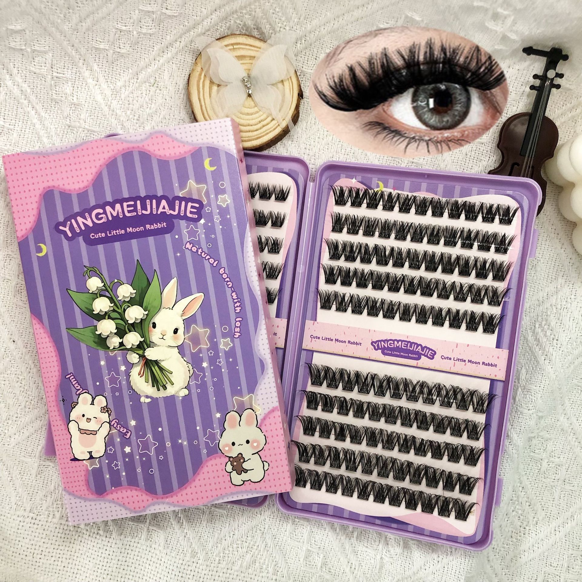 20 filas de paquete de caja de regalo de pestañas falsas transfronterizas, pestañas falsas densas, pestañas falsas sin pegamento.